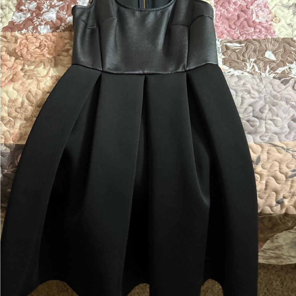 Charlotte Russe Black Faux Leather Bodice Dress with Gold Zipper